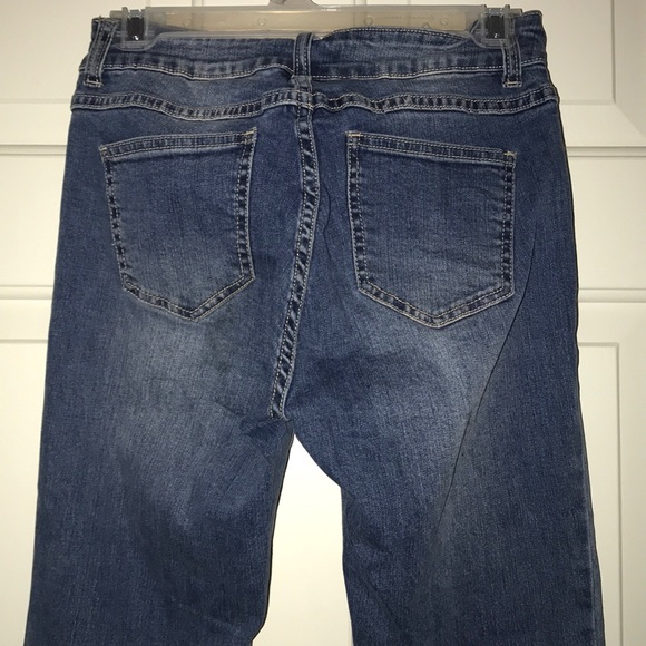 Trendy fringe-bottom denim blue jeans - Picture 4 of 5